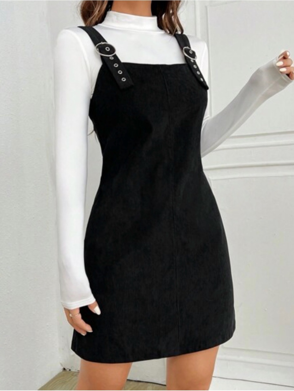 Forever 21 Black Mini Dress with Buckle Straps